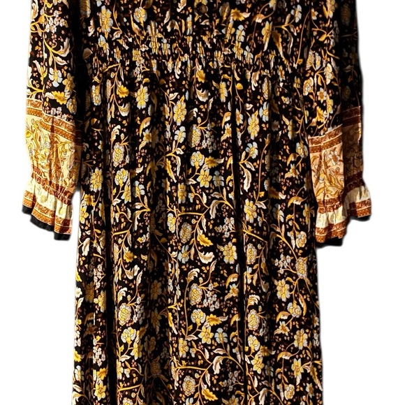 PrettyGarden Dresses & Skirts - Elegant Floral Long Sleeve Dress - Black and Yellow